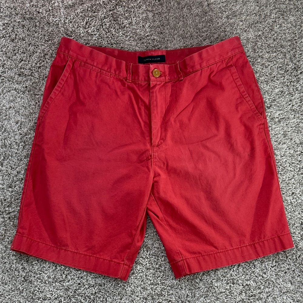 Tommy Hilfiger Red Flat Front Men's Shorts